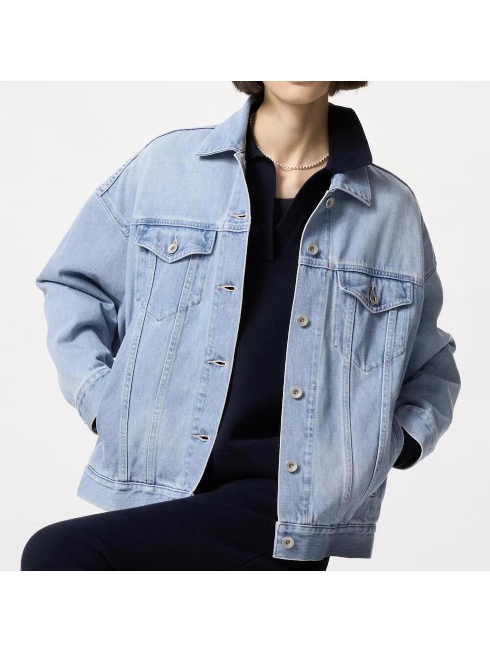 Uniqlo Denim Oversized Jacket Blue NWT Womens Medium